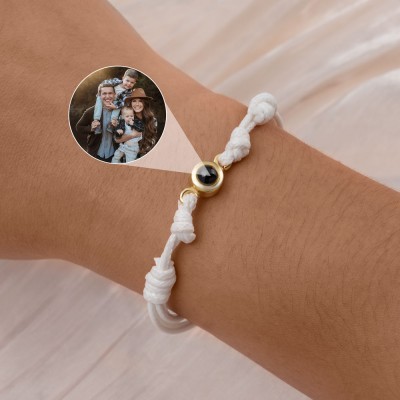 Pulsera de proyección fotográfica conmemorativa de cuerda trenzada personalizada para mamá, abuela