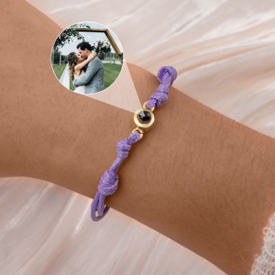 Pulsera de proyección de fotos de cuerda trenzada personalizada, regalo para aniversario, boda