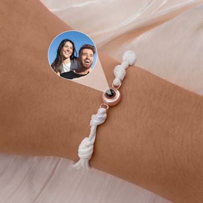 Pulsera de proyección de fotos de cuerda trenzada personalizada, regalo para parejas, aniversario