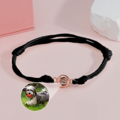 Pulsera de proyección de fotos de mascotas de cuerda trenzada personalizada