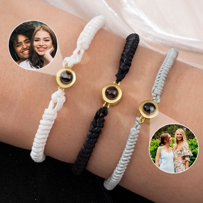 Pulsera de proyección de fotos conmemorativa de cuerda trenzada personalizada con imagen en el interior regalo conmemorativo para amigos regalo de Navidad