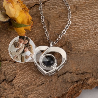 Collar personalizado con proyección de fotos de corazón, regalo para mamá y abuela