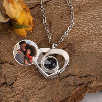Collar personalizado con foto en forma de corazón, regalo para parejas para ella