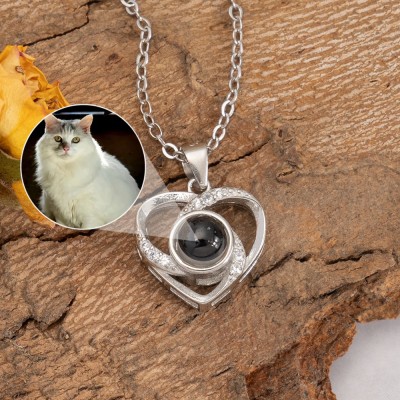 Collar personalizado con proyección de fotos de mascotas con forma de corazón, regalo para ella