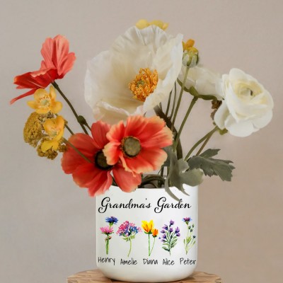 Jardín de la abuela Mes de nacimiento Flor Planta Maceta Ideas de regalos para el Día de la madre Regalo personalizado para la abuela, mamá