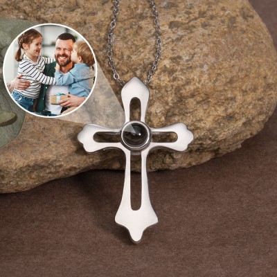 Collar personalizado de proyección de fotos cruzadas para hombre con imagen en el interior del primer regalo del día del padre