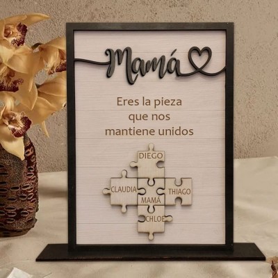 Piezas de rompecabezas personalizadas Signo de nombre Regalo del día de la madre