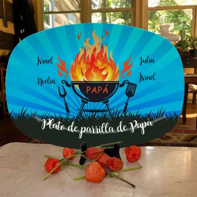 Plato para asar a la parrilla personalizado de papá Regalo para el Día del Padre