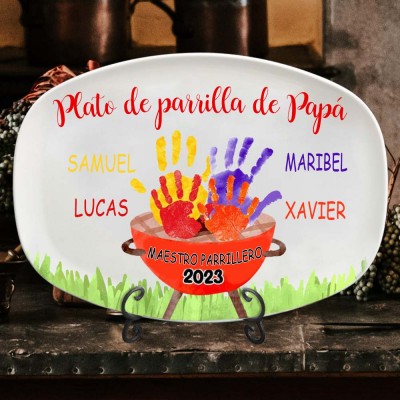 Plato para asar a la parrilla personalizado de papá Regalo para el Día del Padre