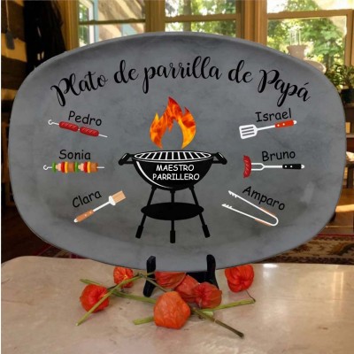 Plato para asar a la parrilla personalizado de papá Regalo para el Día del Padre