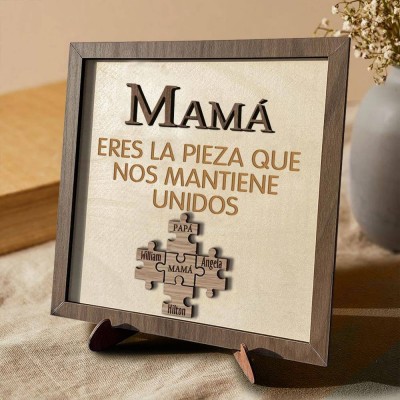 Piezas de rompecabezas personalizadas Signo de nombre Regalo del día de la madre