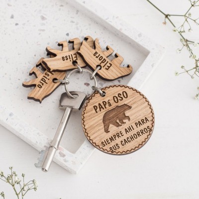 Regalo del día del padre Llavero con oso de papá personalizado con 1-10 dijes Papá, esposo, abuelo
