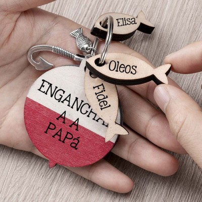 Regalo del día del padre hecho a mano llavero de pesca personalizado Estamos enganchados a papá papá abuelo