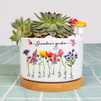Mini macetas para plantas suculentas personalizadas para el jardín de la abuela, maceta para flores de nacimiento, regalo para el día de la madre