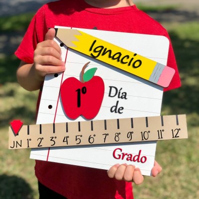 Letrero intercambiable personalizado del primer/100º/último día de colegio Para niños Ideas de regalos