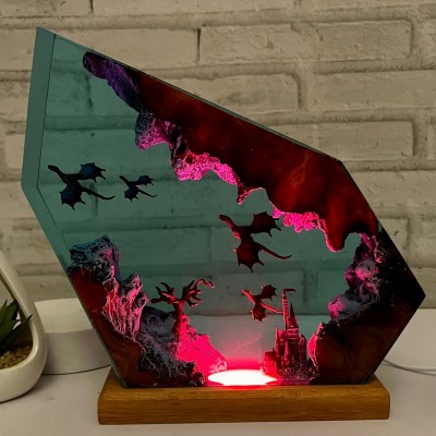 VENTA CALIENTE❗❗(60% DE DESCUENTO) Luz nocturna de resina de dragón de fuego y dragón de hielo