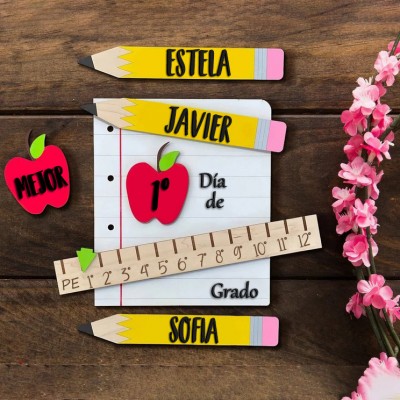 Letrero intercambiable personalizado del primer/100º/último día de colegio Para niños Ideas de regalos