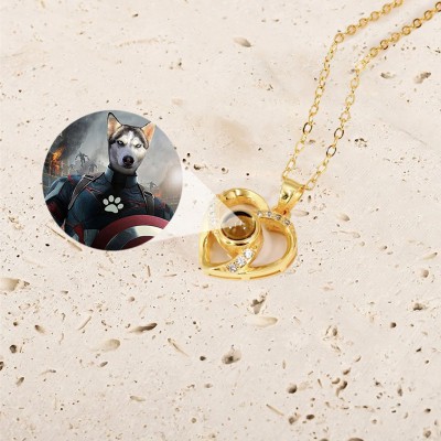 Collar de proyección de fotos de corazón conmemorativo personalizado Aniversario, regalo de cumpleaños