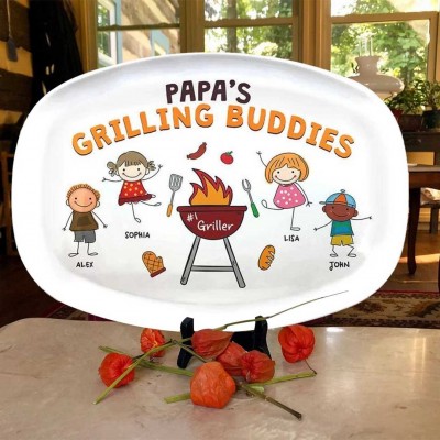 Plato para asar a la parrilla personalizado de papá Regalo para el Día del Padre