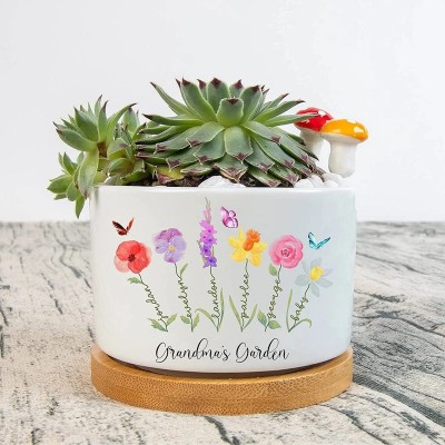 Mini macetas para plantas suculentas personalizadas para el jardín de la abuela, maceta para flores de nacimiento, regalo para el día de la madre