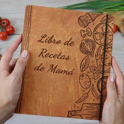 Libro de recetas de madera familiar personalizado Regalo del día de Navidad
