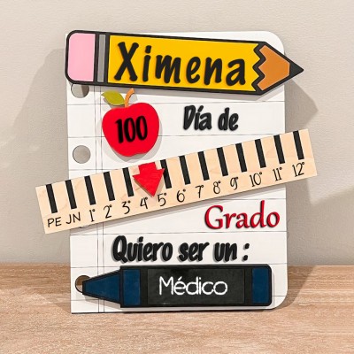 Letrero intercambiable personalizado del primer/100º/último día de colegio Para niños Ideas de regalos