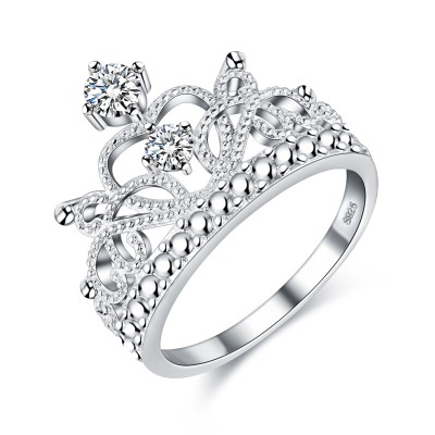 Anillo de promesa de princesa heredera de plata esterlina S925 para ella