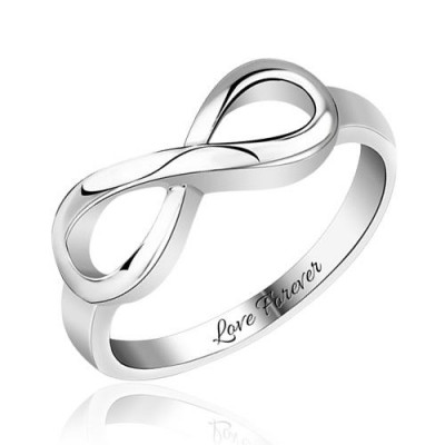 Anillo con símbolo de infinito de plata esterlina S925 con grabado