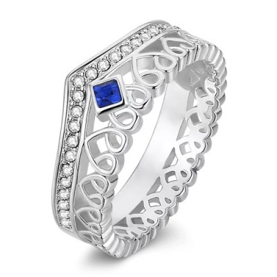 Anillo de promesa con piedra natal personalizada de plata esterlina S925