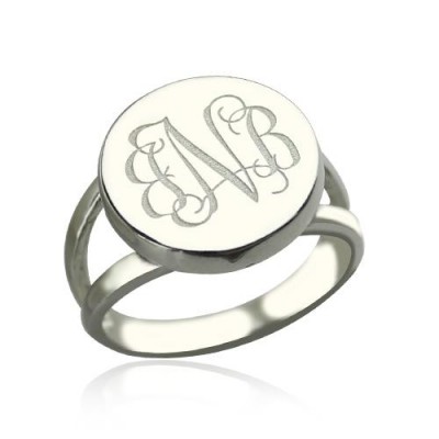 Anillo con monograma personalizado de plata esterlina S925