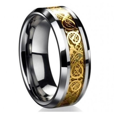Aliento de dragón de plata esterlina S925 | Anillo vikingo de acero