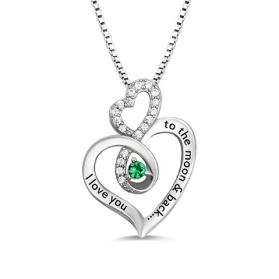 Collar de plata esterlina personalizado Infinity Heart Birthstone s925