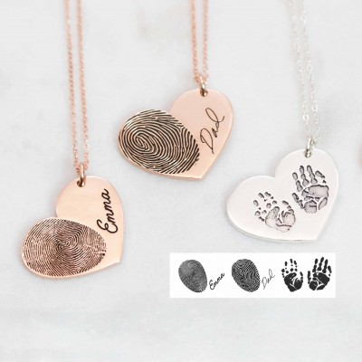 Joyería de escritura a mano con huellas dactilares grabadas