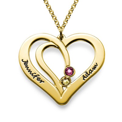 Collar grabado con piedra natal para parejas