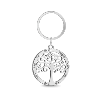 Llavero con grabado de árbol genealógico