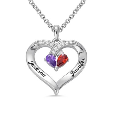 Collar con piedra natal grabada Forever Together