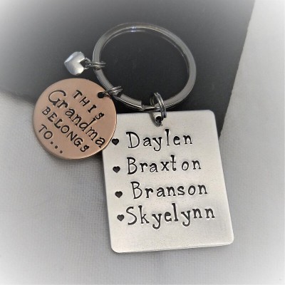 Llavero personalizado con nombres de grabado de 1 a 6, regalo para mamá y abuela