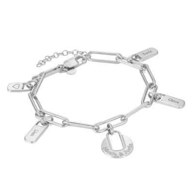 Pulsera de eslabones de cadena con 1-5 dijes personalizados