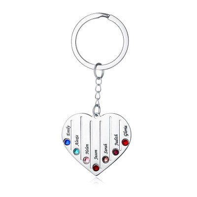 Grabado de nombres personalizados de 1 a 7 con llavero de piedra natal, regalo para el día de la madre