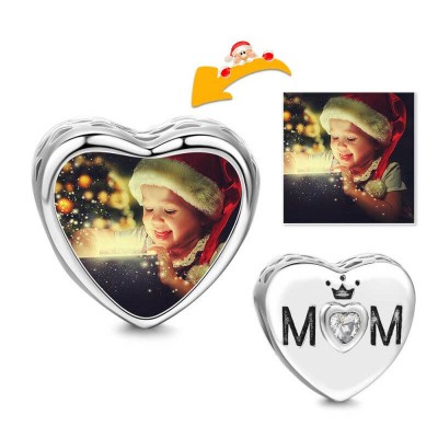 Abalorio con foto de corazón de mamá