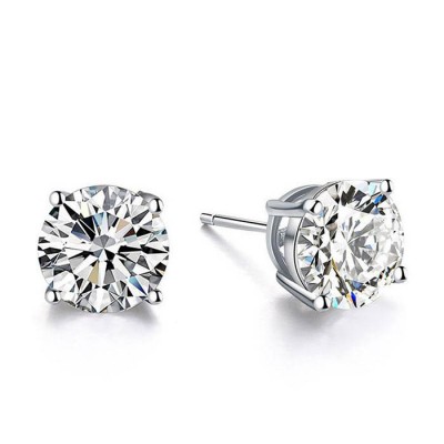 Aretes redondos de zafiro blanco