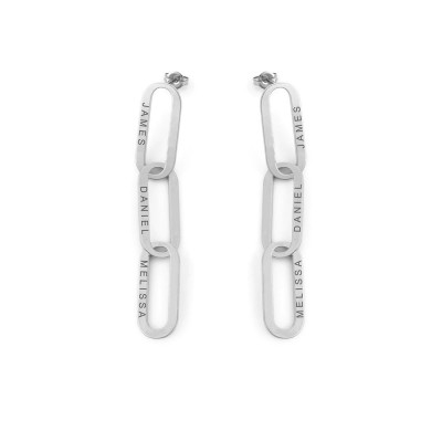 Aretes de eslabones de cadena Aria con 1-3 grabados