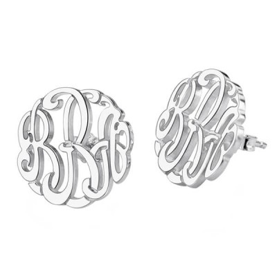 Pendientes de bloque con monograma personalizados en plata de ley