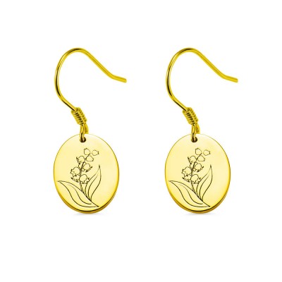 Aretes con flor de nacimiento grabada