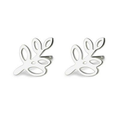 Aretes con forma de rama de árbol para mujer en plata de ley