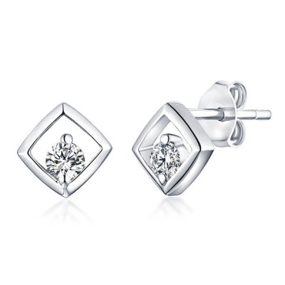 Aretes cuadrados de piedras preciosas personalizadas en plata de ley