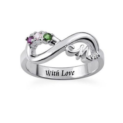 Anillo para mamá con piedras natales infinitas de plata esterlina S925