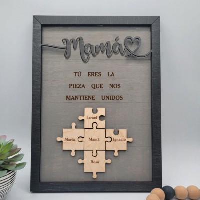 Piezas de rompecabezas personalizadas Signo de nombre Regalo del día de la madre