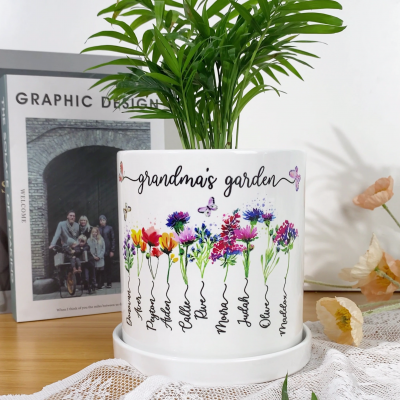 Macetas de plantas suculentas de jardín de la abuela personalizadas, maceta de flores de nacimiento, regalo del Día de la madre