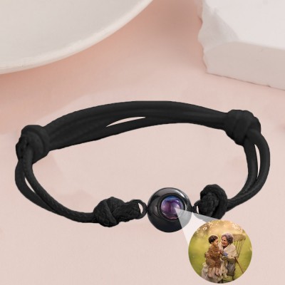 Pulsera de proyección fotográfica conmemorativa de cuerda trenzada personalizada, regalo de aniversario